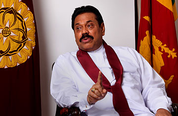 Sri Lankan President Mahinda Rajapaksa in Colombo on July 10, 2009[