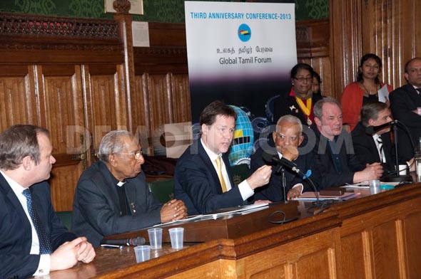 Nick Clegg speaks on current issues regarding the Tamil people. Third Anniversary conference of Global Tamil Forum.